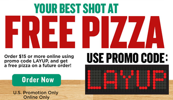Papa Johns Free Pizza with $15 Order