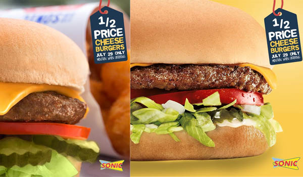Deal: Sonic Half Price Cheeseburgers July 29, 2015